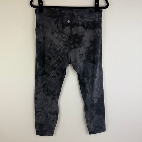 Lululemon Align Womens High Rise Diamond Tie Dye Dark Grey Crop 22" Leggings 12 - Picture 2 of 9